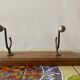 Vintage wooden wall coat rack - 4 steel hooks