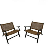 Paire de fauteuils par Olivier de Schrijver en Jacynthe d'eau