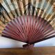 Vintage XXL wall fan hand-painted, Ibis