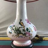 Old ceramic lamp art de Rodez in red burgundy vintage lampshade