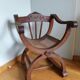 Armchair Curule Dagobert wood and rattan canning