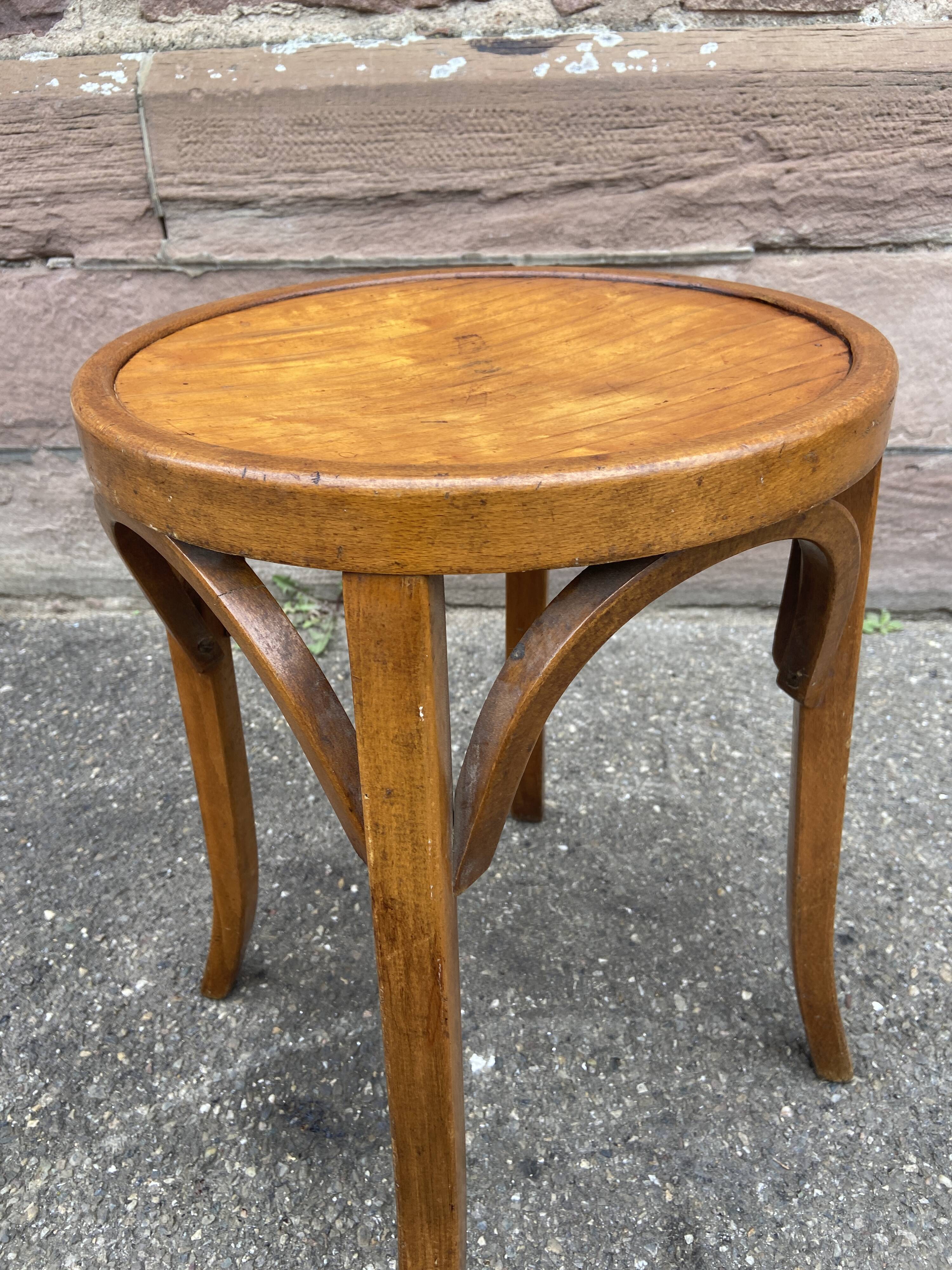 Baumann curved wood stool 60s