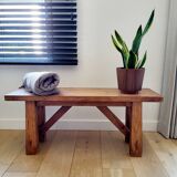Banc vintage en bois, fabriqué artisanalement, style rustique