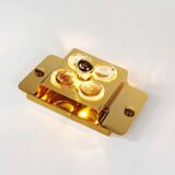 Polished brass and crystal glass wall lamp by Palwa, Germany 1960s