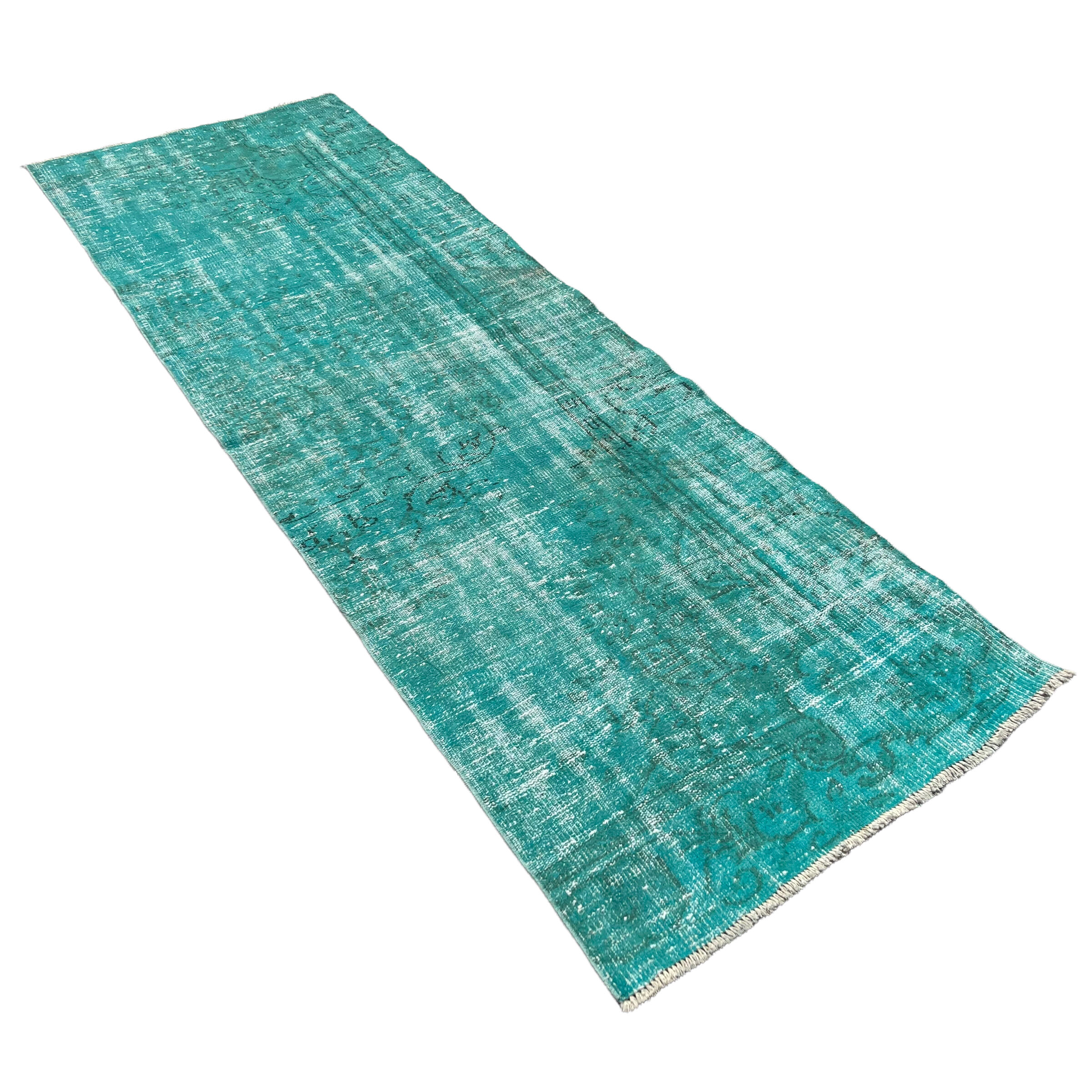 Vintage distressed turkish rug runner , 265 x 90 cm