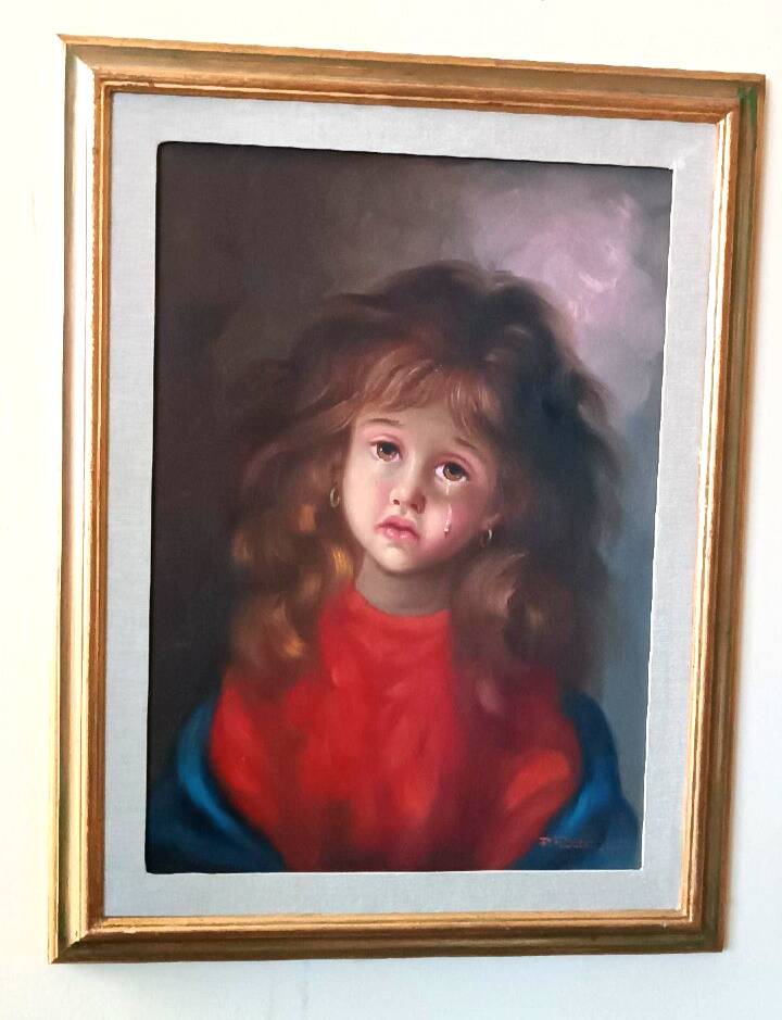 Oil painting on canvas portrait of a little girl - Pietro Pantino (1941-2020)