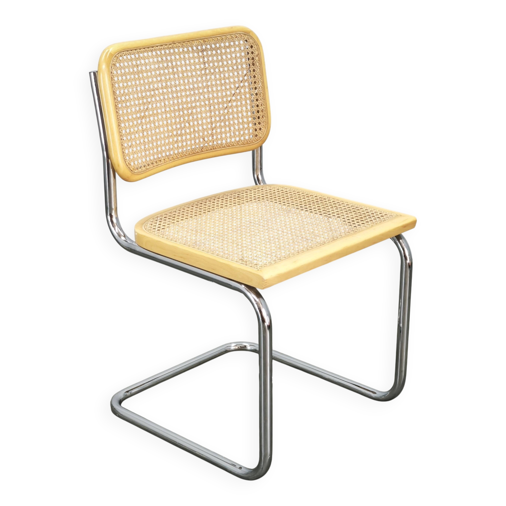 Italian Cesca B32 Style Cane and Chrome Cantilever Chair, 1970s