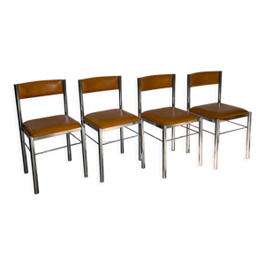 Série 4 chaises chromées - orange