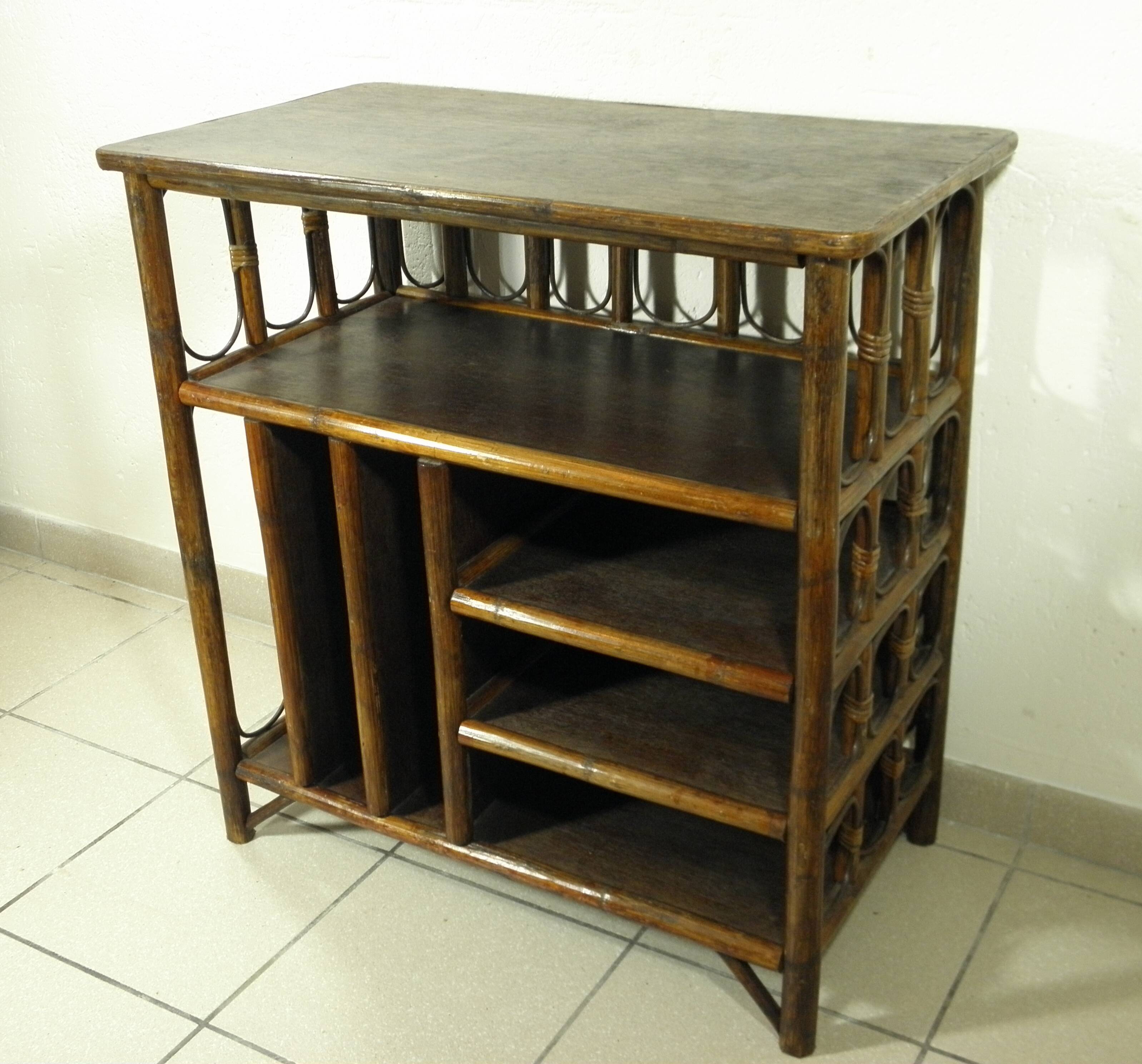 70s rattan hi-fi cabinet