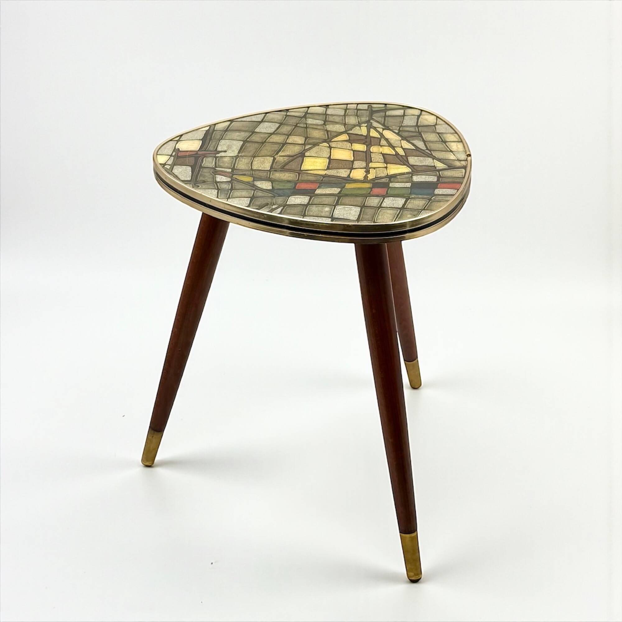 Petite table tripode italienne années 50 plateau mosaïque