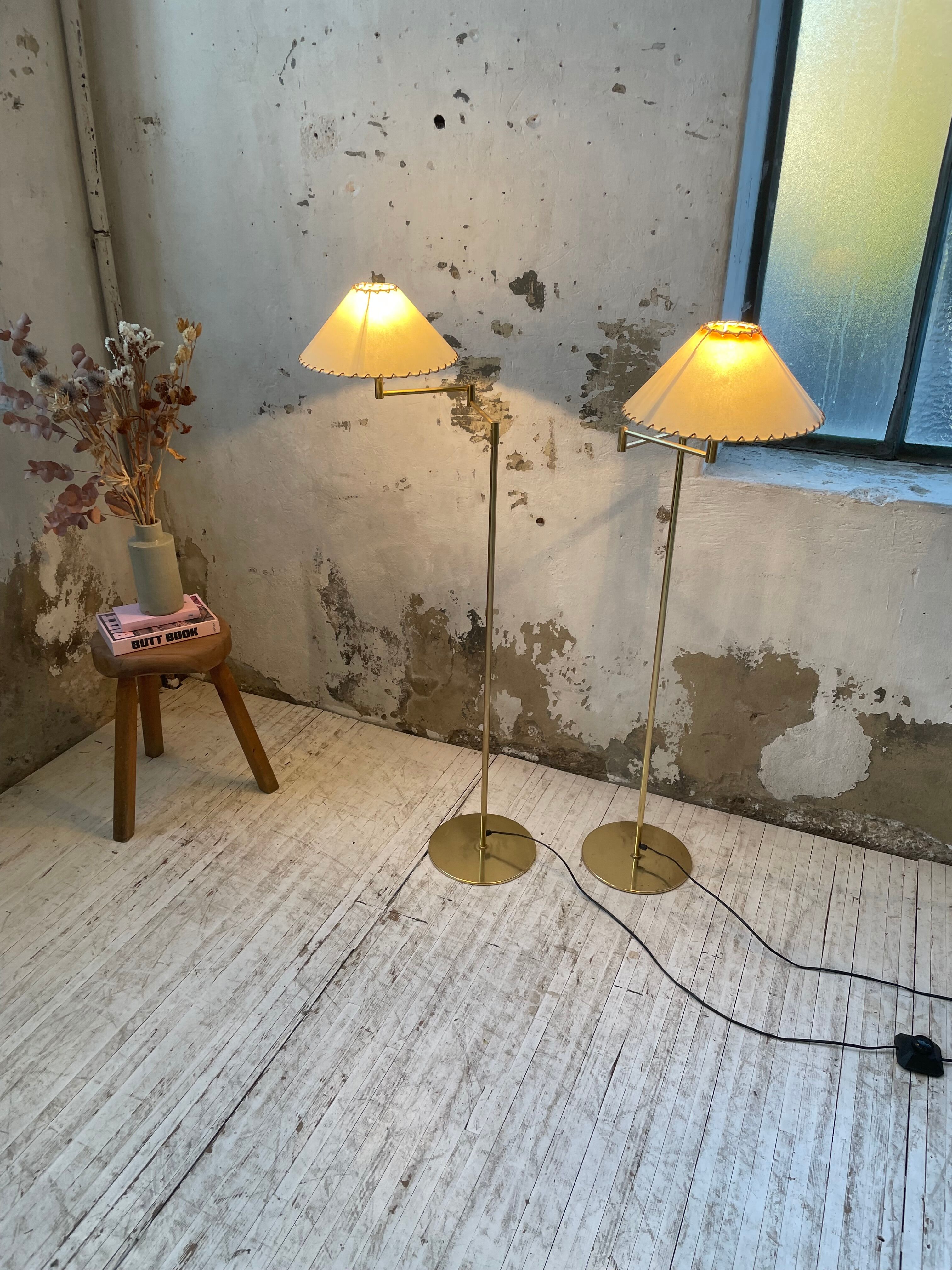 Pair of SCE floor lamps articulated brass 70s