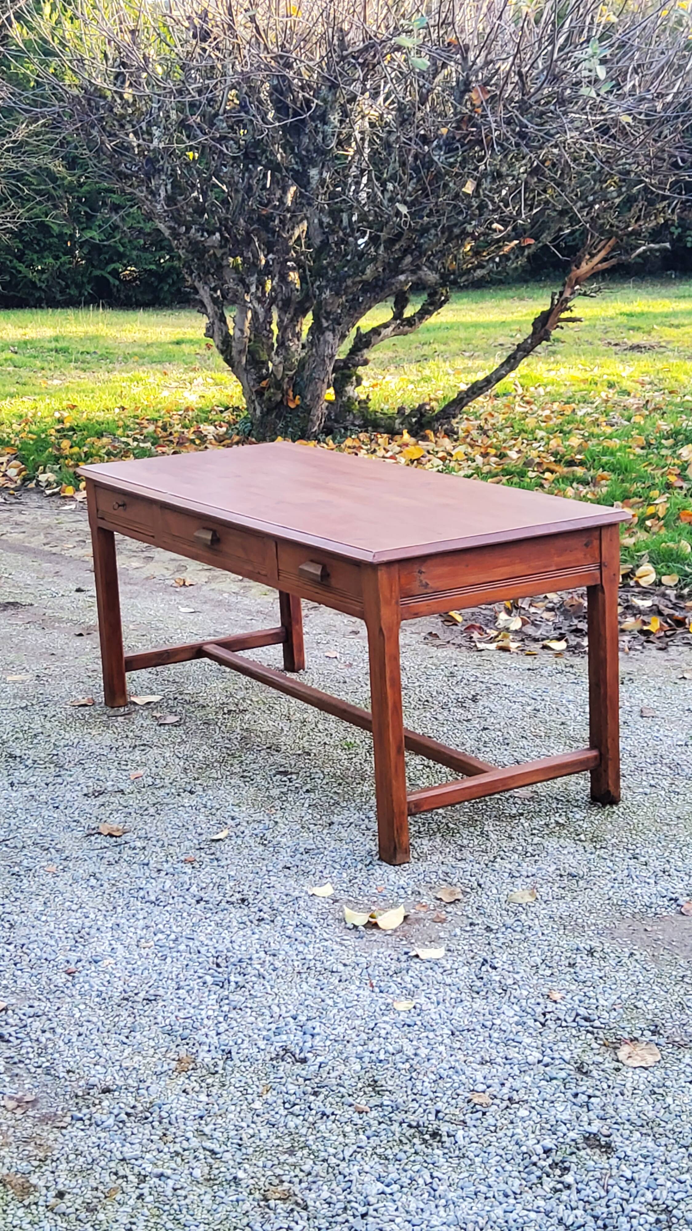 Farm table early 20th century 3 spacer drawers 180cm