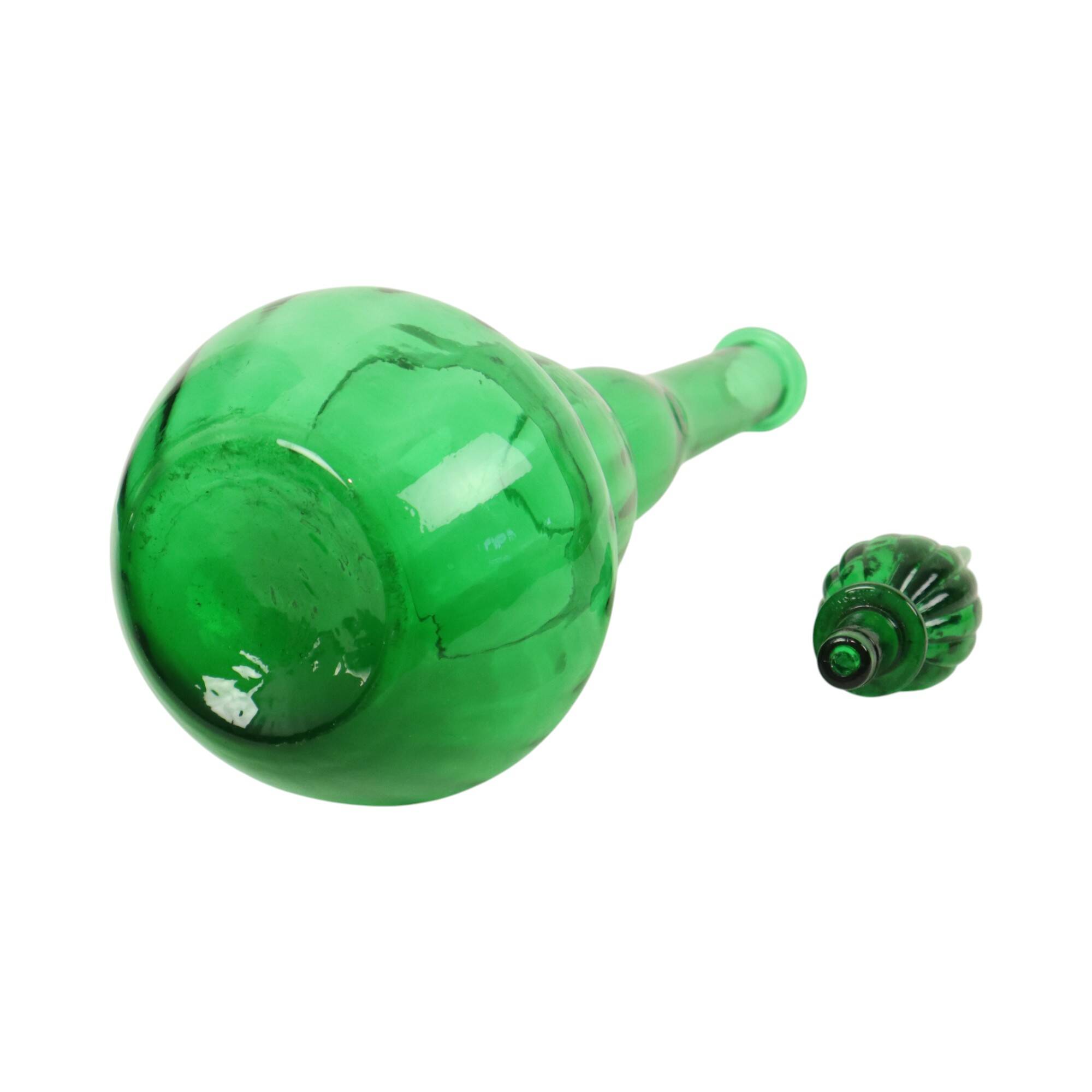 Huge Green Glass Carafe Genie Bottle Empoli Italy 63cm