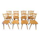 Lot of 8 country bistro chairs from the 1970s