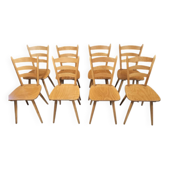 Lot 8 chaises bistrot
campagnard 1970