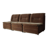 Vintage velvet brown / green modular sofa, 3-elements