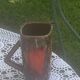 6 enamelled ceramic mugs, red and brown, Vallauris, vintage and designer