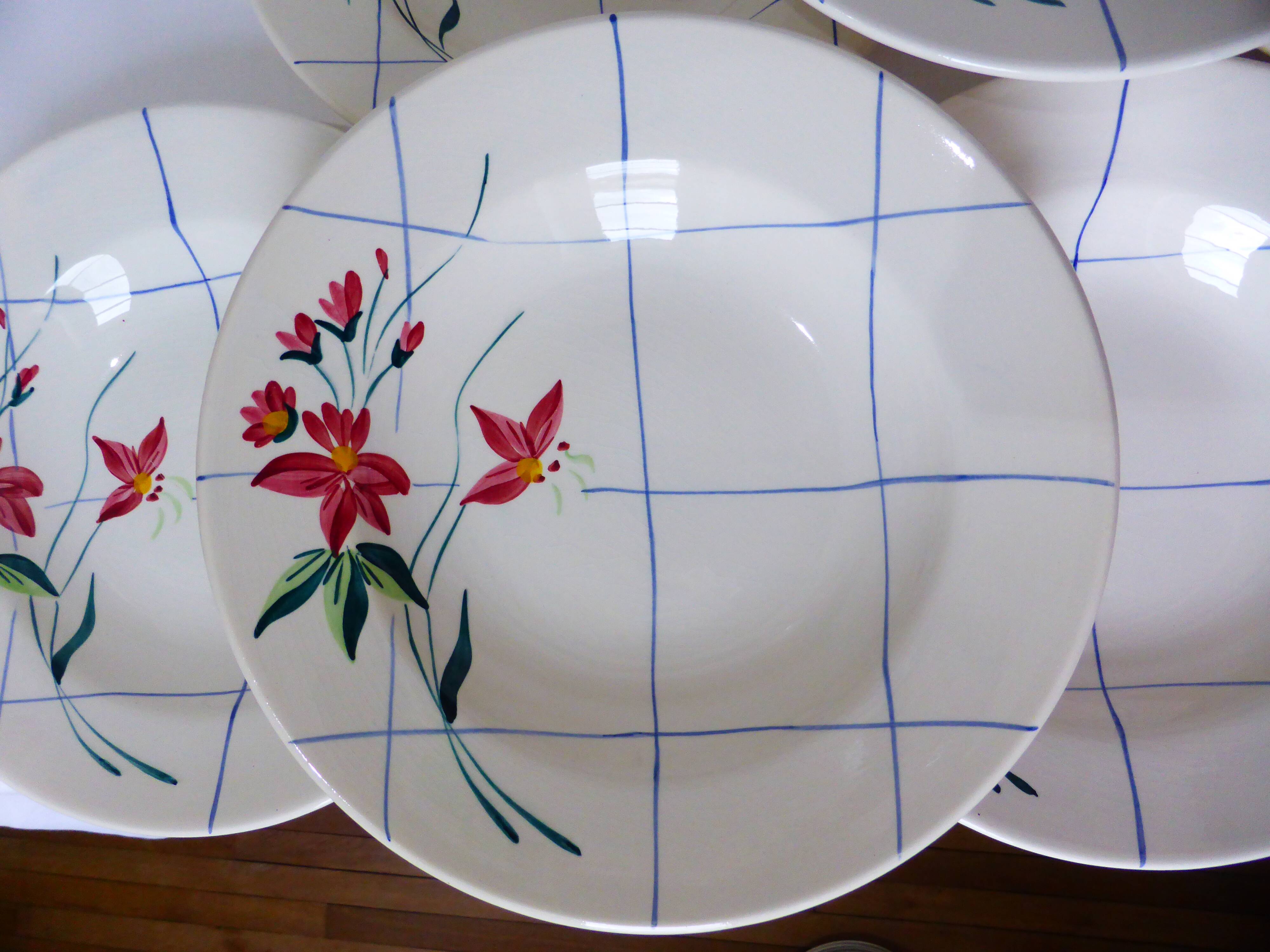 6 assiettes creuses vintage de Niderviller modèle Saumur 220512