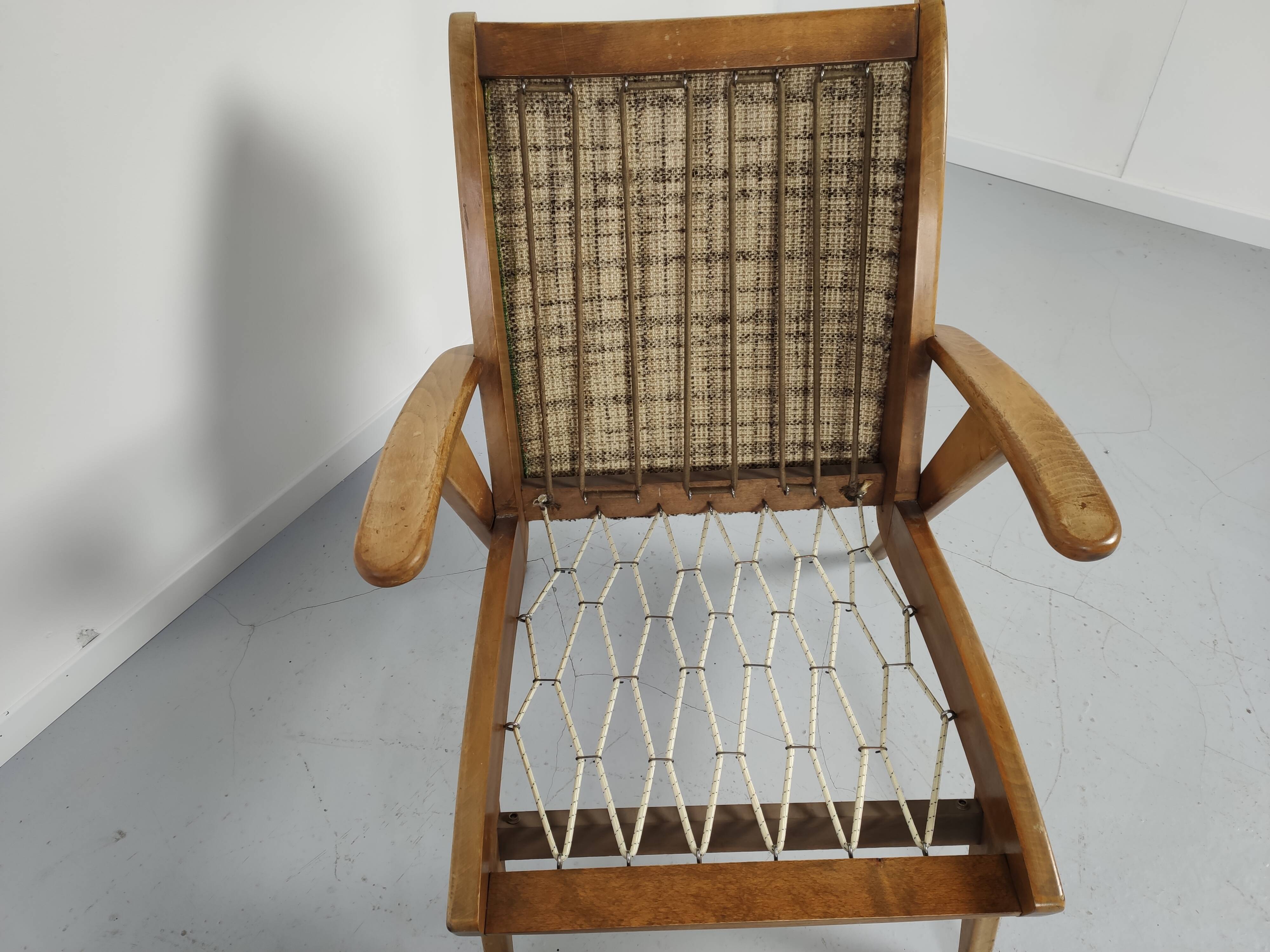 Paire de fauteuils vintage bois tissus 1960s