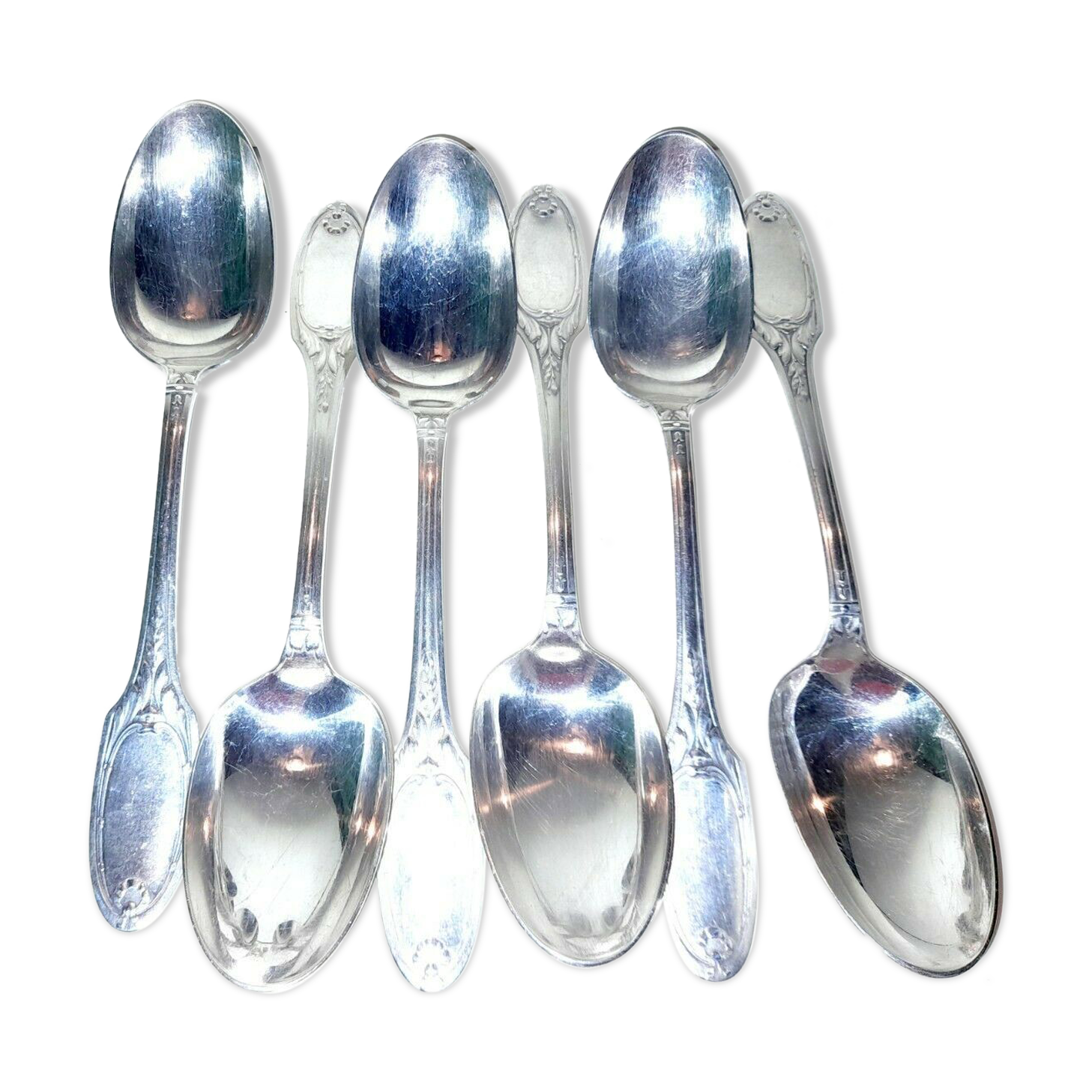Set of 6 tablespoons in silver metal laurel Louis XVI by Christofle