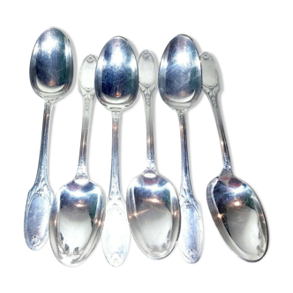 Set de 6 cuillères à soupe en métal argenté laurier Louis XVI par Christofle