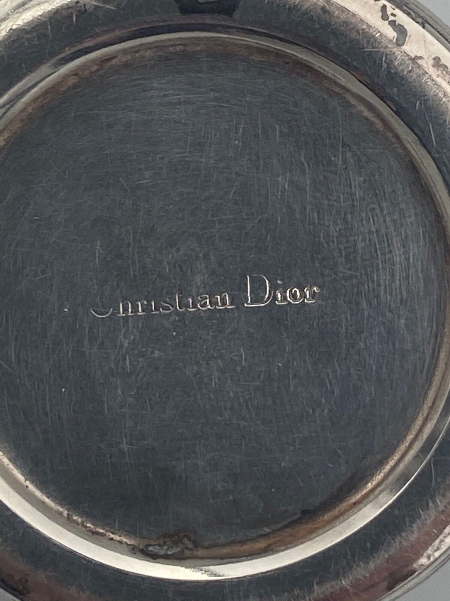Christian dior silver metal box with cufflink decor socket