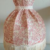 Brass bedside lamp and pink/vintage lampshade 60s-70s