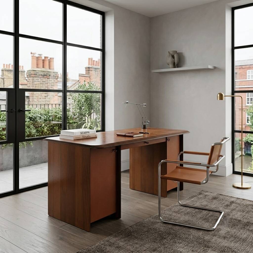 Afra & Tobia Scarpa "Artona" walnut burl Executive Desk for Maxalto 1975