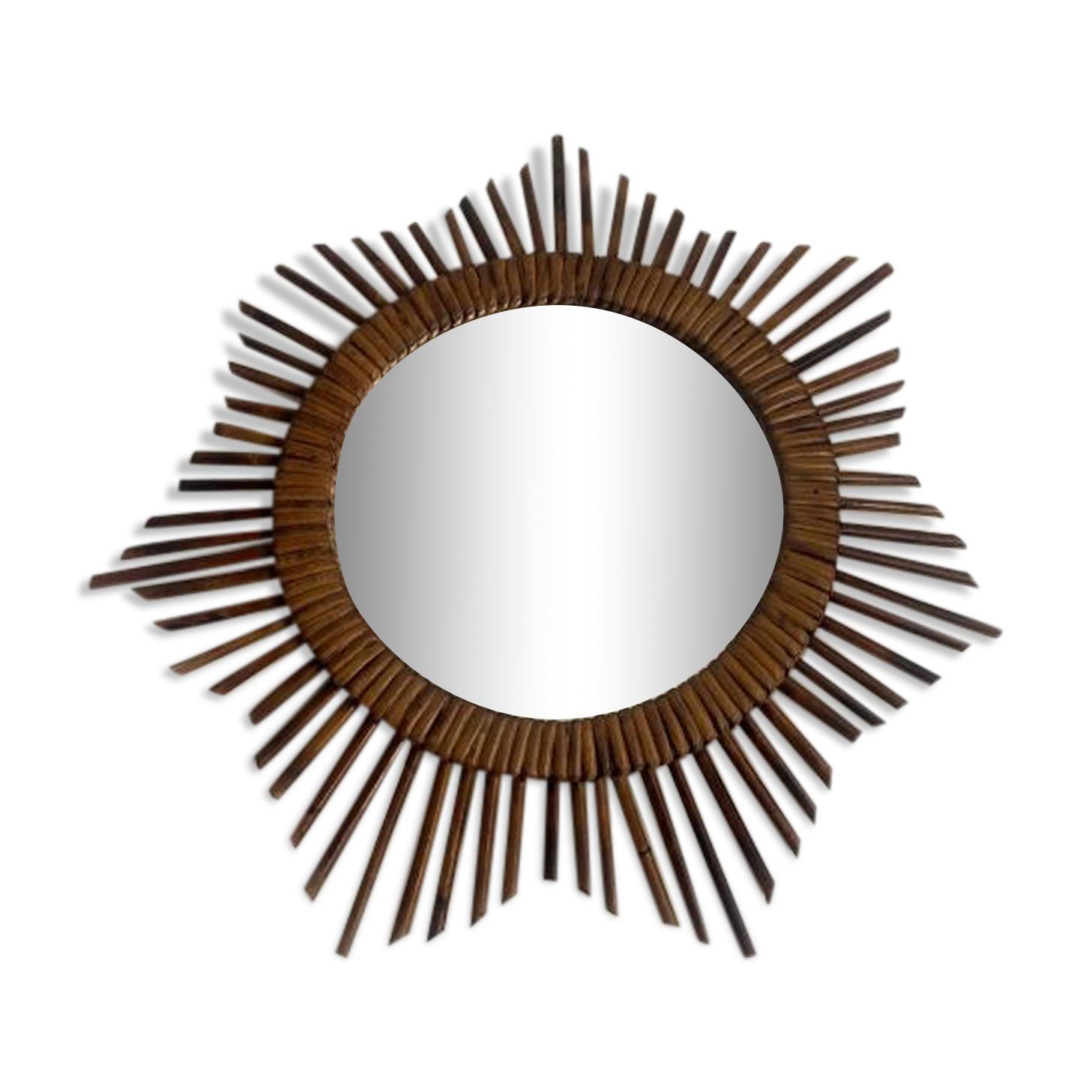 Vintage rattan sun mirror