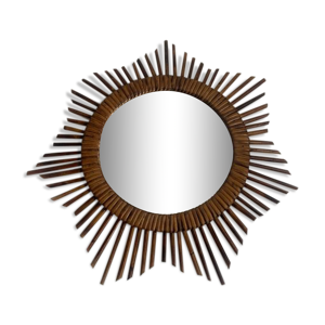 miroir soleil en rotin