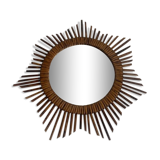 Miroir soleil en rotin vintage