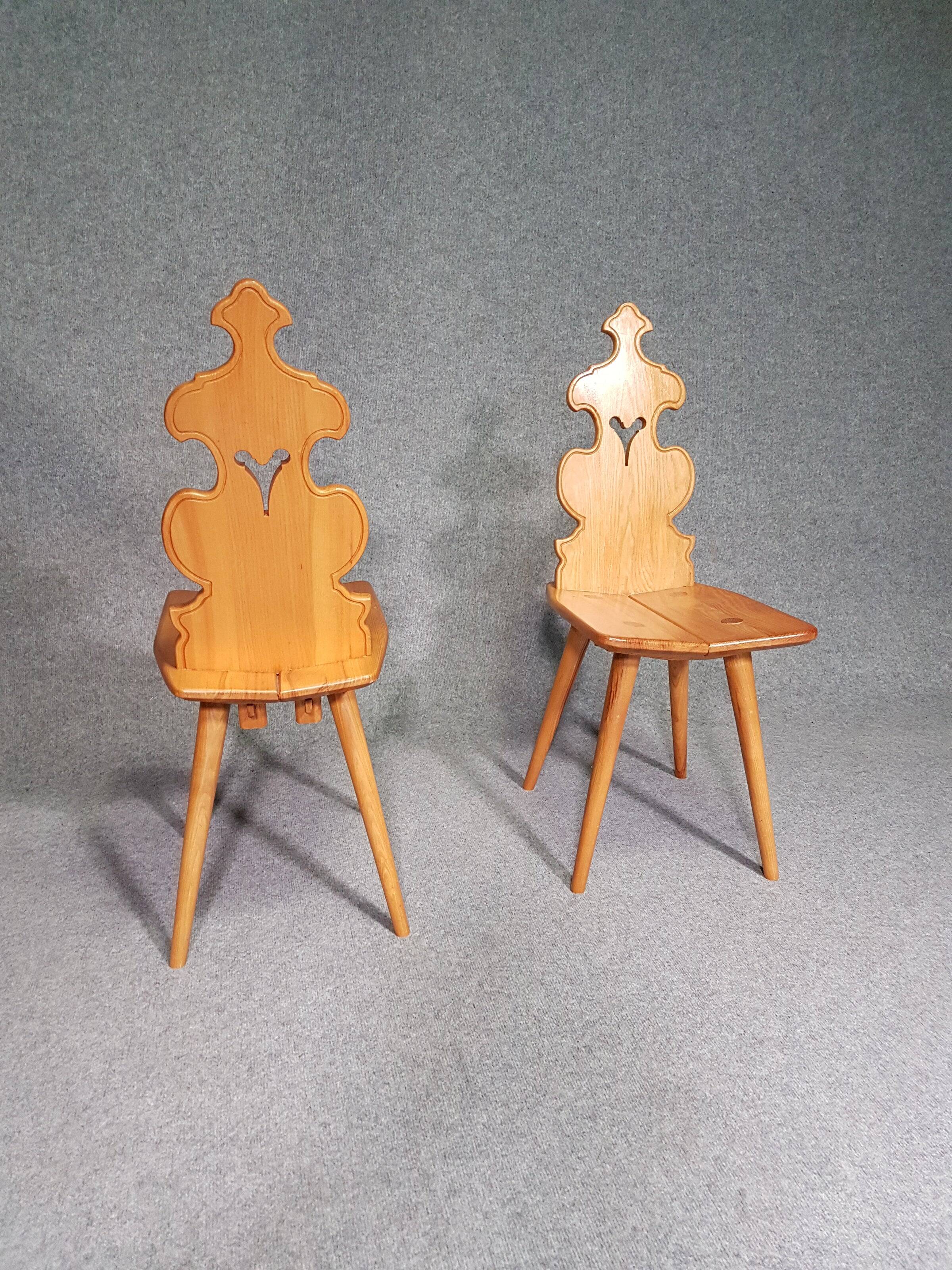 Vintage mid-century brutalist style design Tiroler chair set of 4