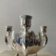 Lotus candle holder vintage spade flowers 3 lights silver metal
