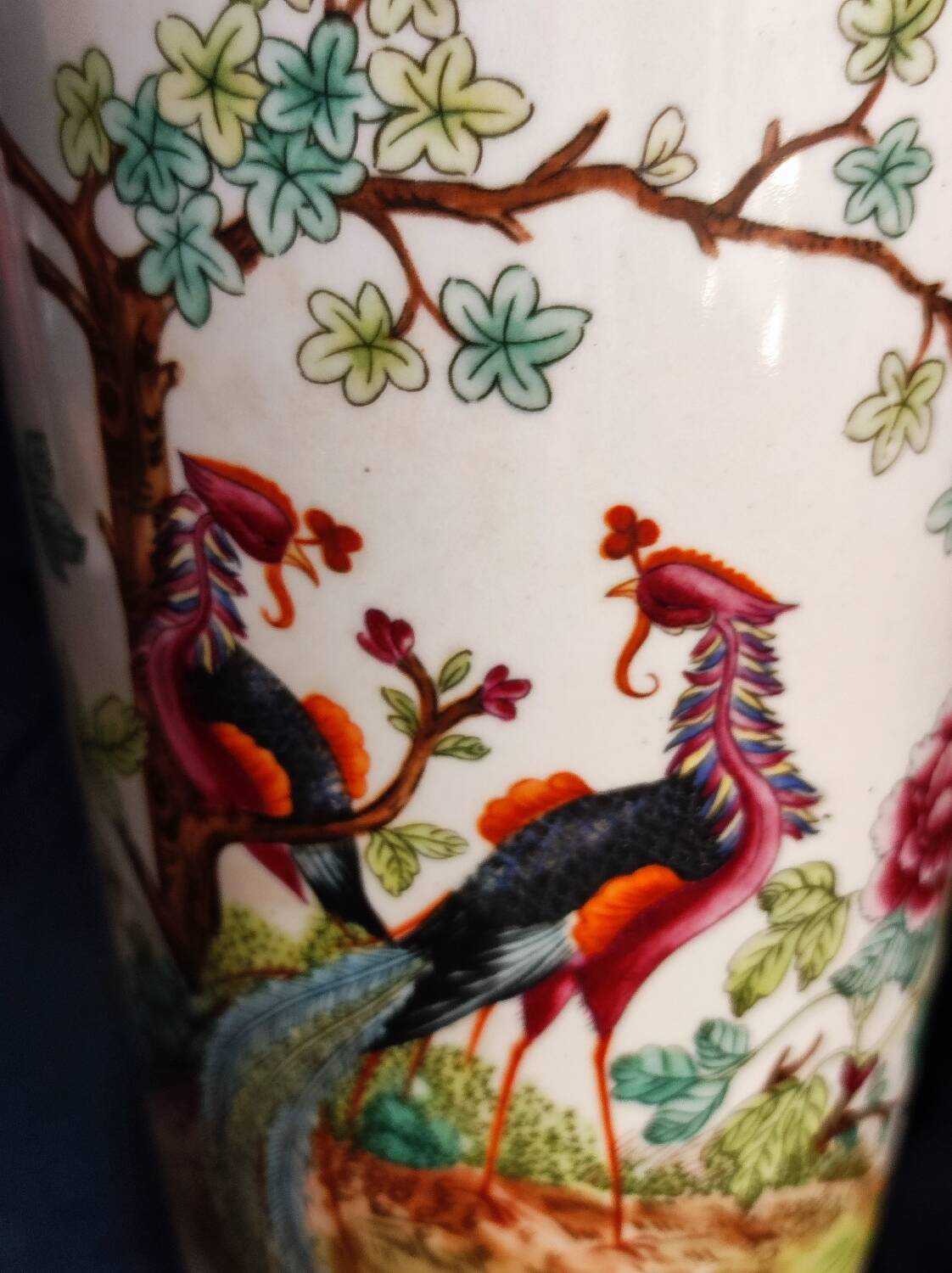 Porcelain peacock vase