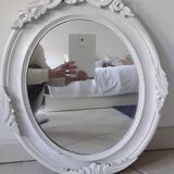 Antique oval mirror in painted wood