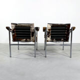 Pair of LC1 cow skin chairs by Le Corbusier for Cassina 1970