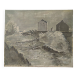 Oil on canvas marine signed