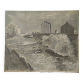 Oil on canvas marine signed