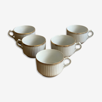 5 tasses porcelaine doré