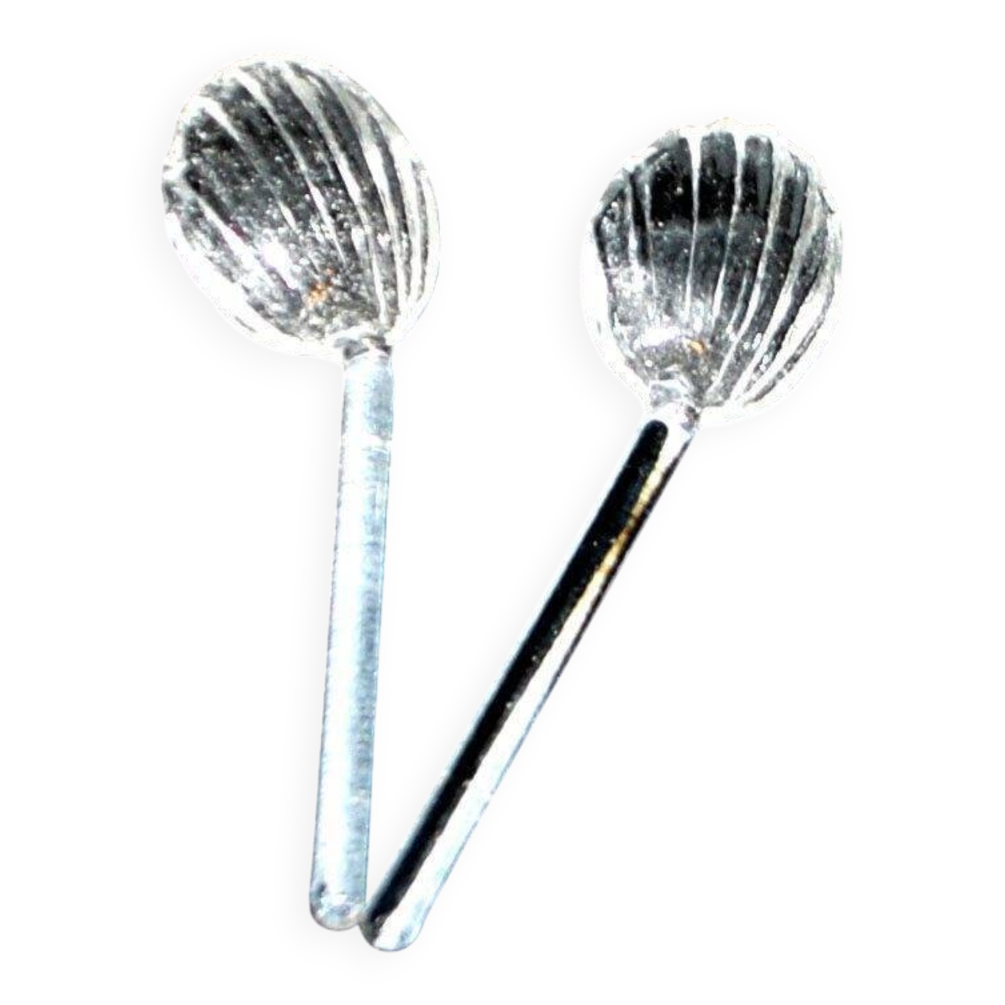 Set of 2 small moulded glass salt spoons – Vintage salt cellar