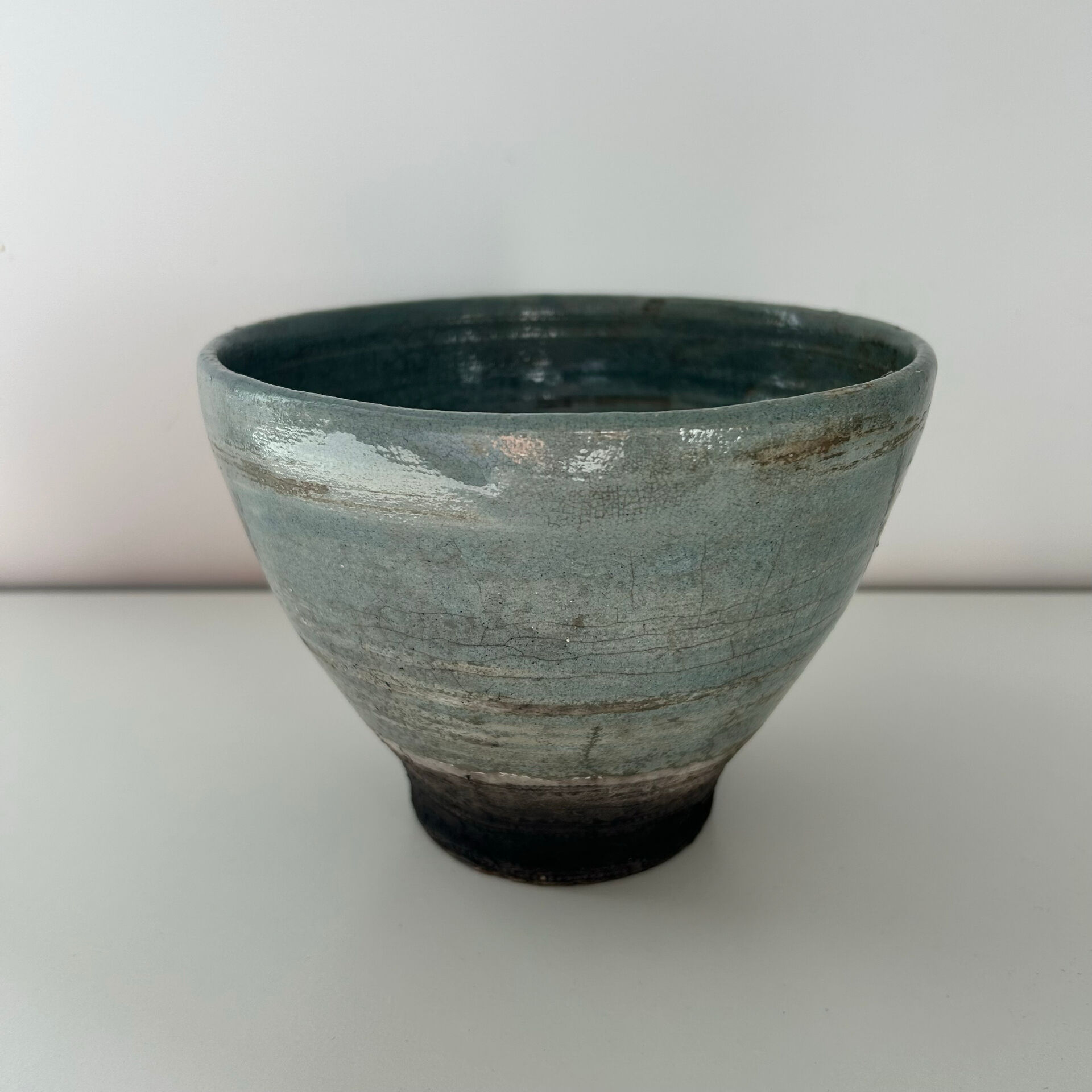 Celadon raku bowl