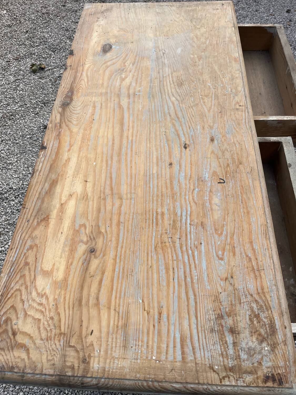 Antique console table, patinated wood
