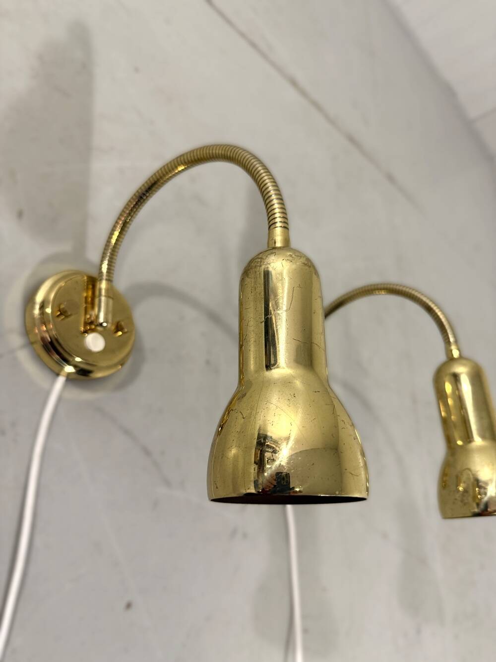 Brass flexible wall lamps, set of 2, 1960’s