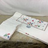 Tablecloth & 9 old monogram linen napkins