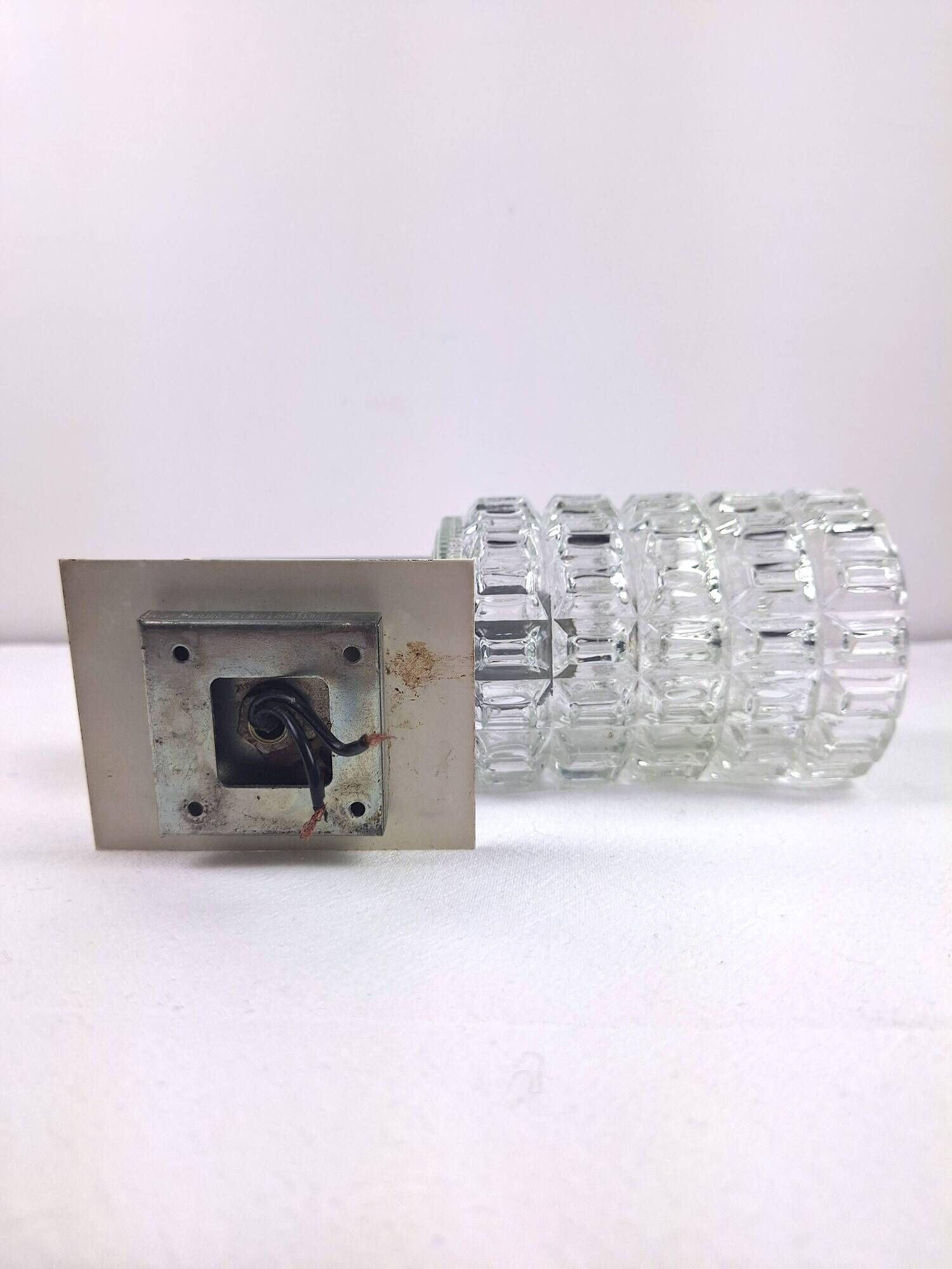 Pair of vintage 70s glass wall lamps by Targetti Sankey