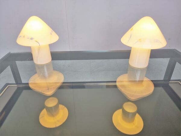 paire de lampes de table aux champignons par Peil et Putzler années 1970
