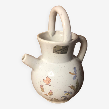 Old pitcher poet laval vintage painted art ceramic #a424