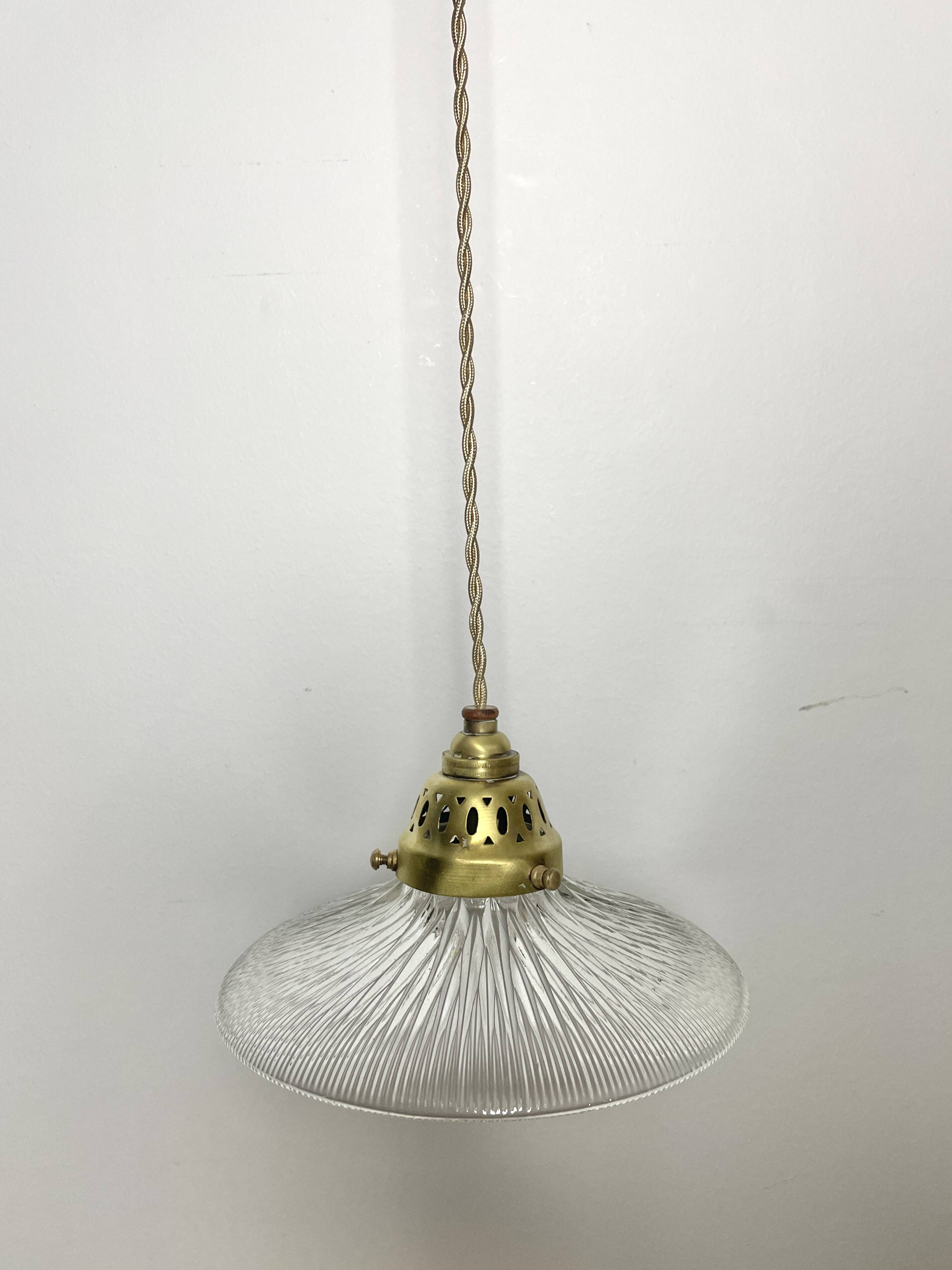 1950s glass pendant light