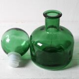 Emerald Green Glass Decanter / Genie Bottle with Stopper / Empoli / 1960s