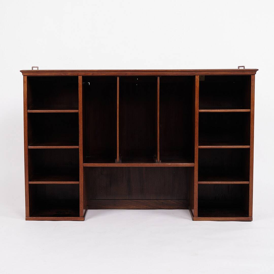 Wall-hung bookcase - hand-polished mahogany - shelf sections - 1890s